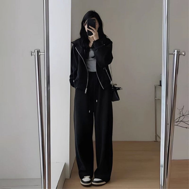 Dame Oversized Fritid Hette Sett med Dyp Utringning og Casual Bukser Skjora