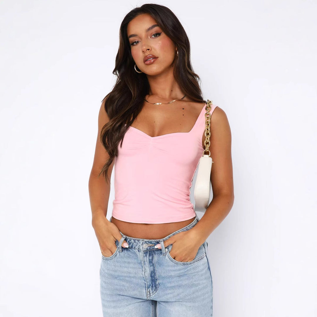 Damer figurtilpasset Crop-Top med brede stropper og V-hals Skjora