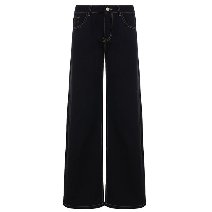 Damer Bredskårede jeans med høy midje og elegant sømføring Skjora
