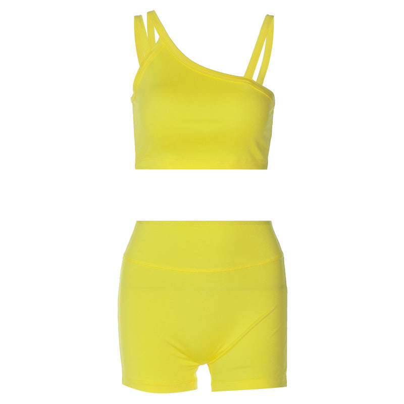Damer Sporty Crop-Top og High-Waist Short Set Skjora