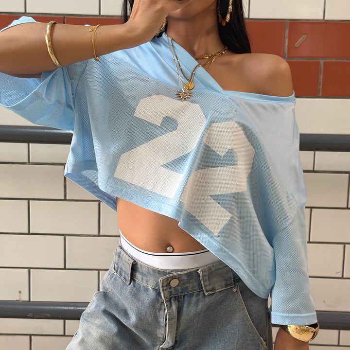 Damer Sporty Crop-Topp med nettedesign og allsidige bruksområder Skjora