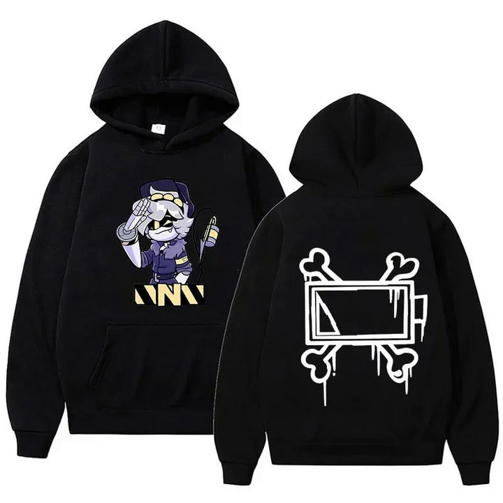 Dame hoodie med kreativt tegneseriemotiv Skjora