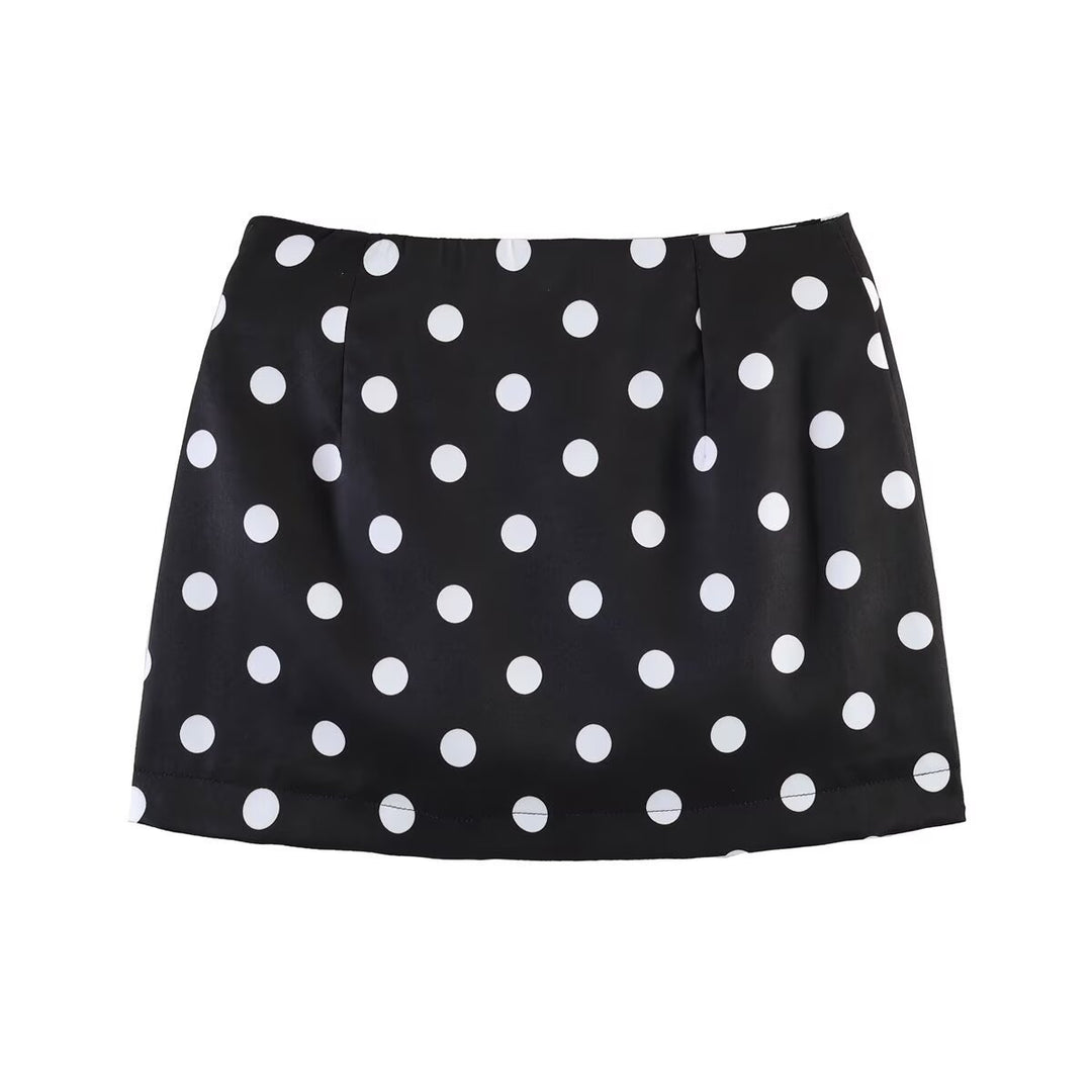 Dame miniskjørt med trendy prikkedesign og elastisk midje Skjora