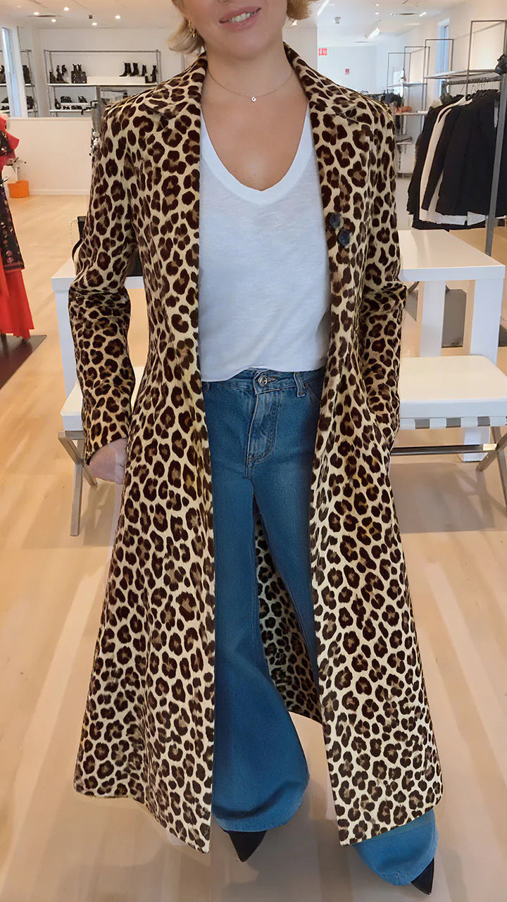 Damer Leopardmønster Kåpe Skjora