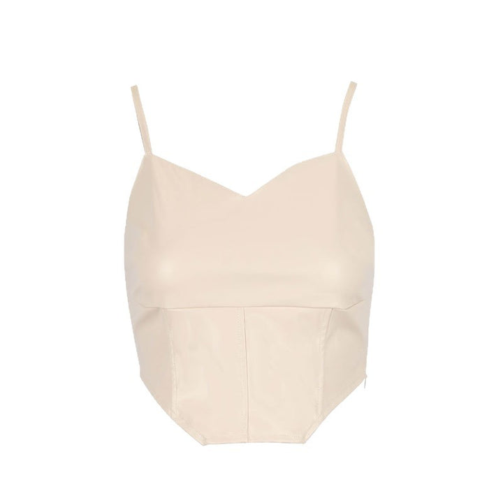 Dame Cropped Top med elegant V-utskjæring og figurnær passform Skjora