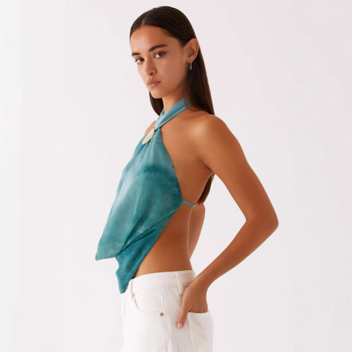 Women's neck top in trendy wrap-around design with high-quality details Skjora
