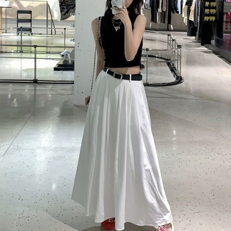 Dame crop top med elastisk midjebånd og asymmetrisk utringning Skjora