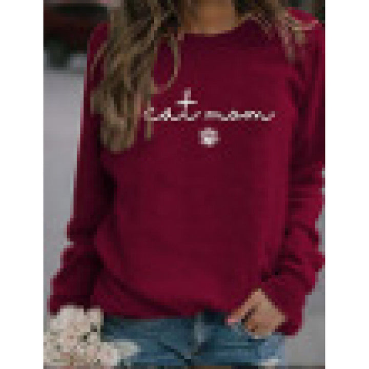Dame sweatshirt med kreativ kattemamma-design Skjora