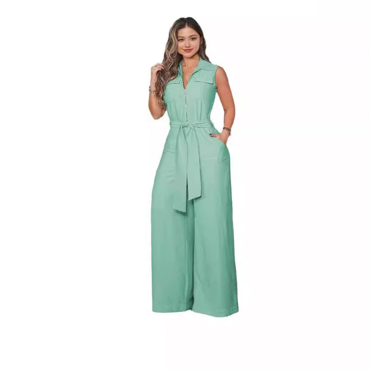 Dame Luftig Jumpsuit med belte og lommer Skjora