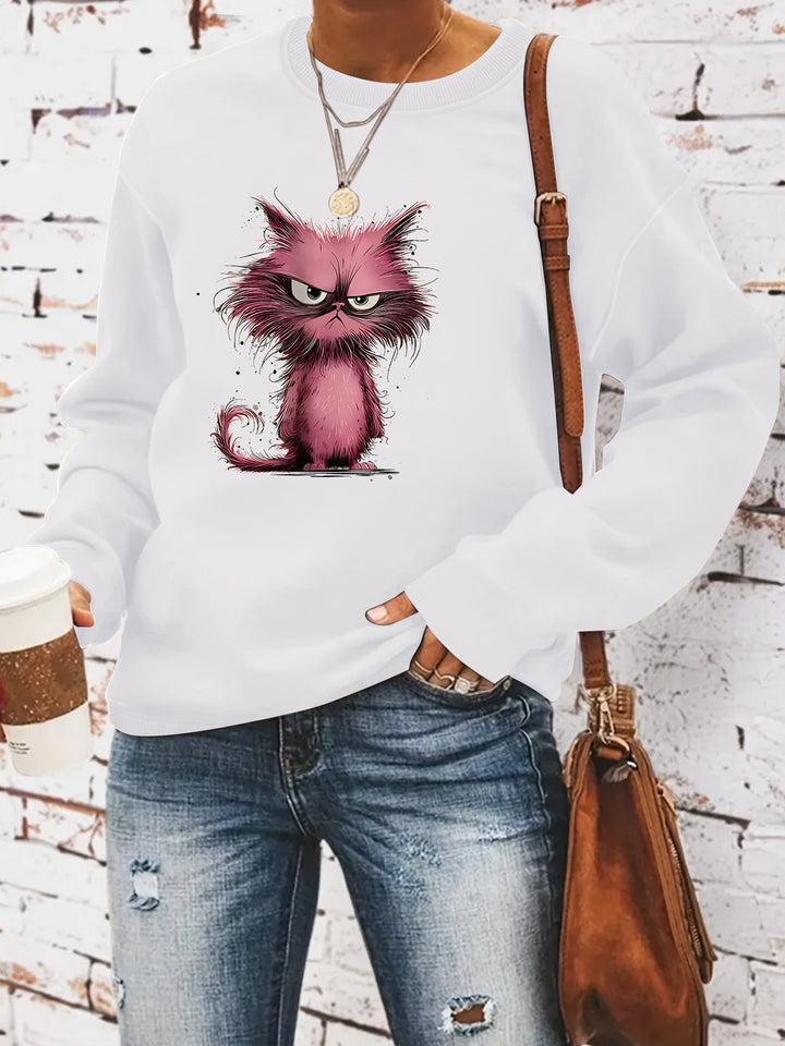 Kvinnegenser med kreativ kattemotiv Skjora