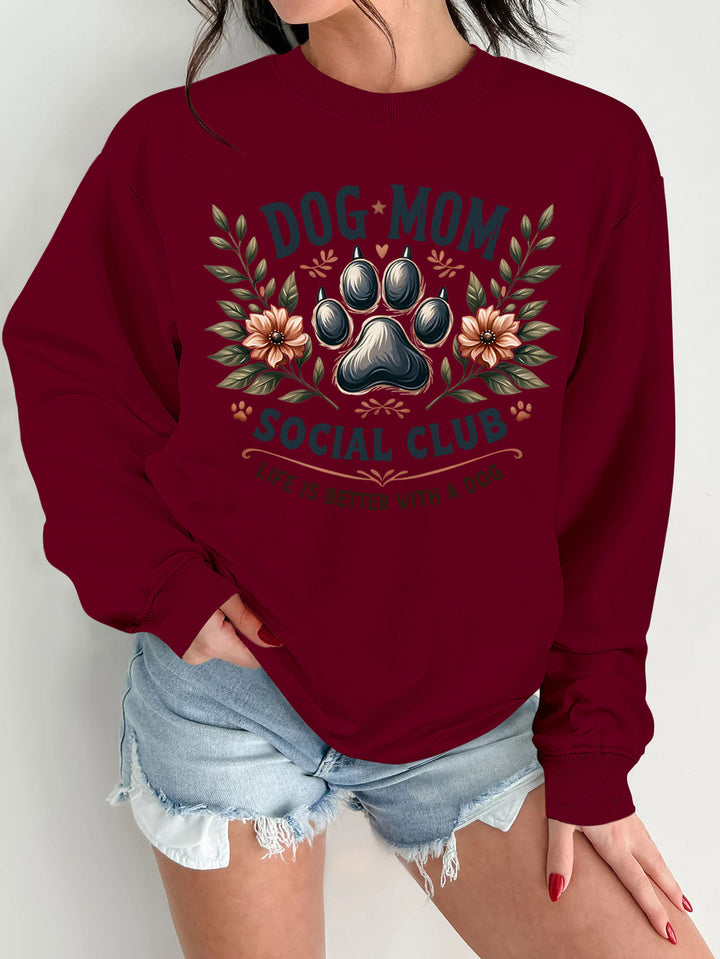 Kvinne sweatshirt med trendy hundemotiv og forbedret trykk Skjora