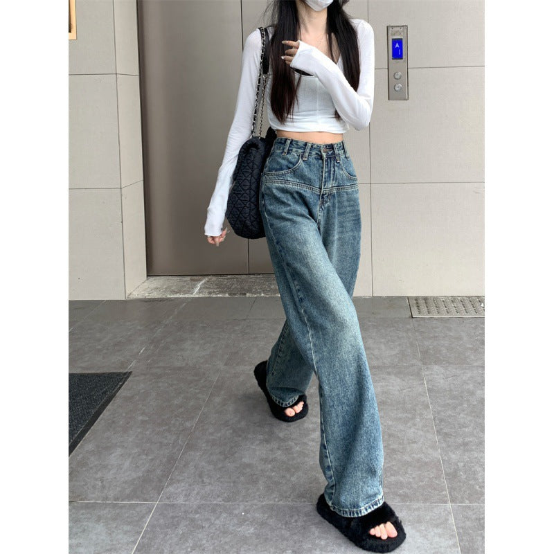 Kvinne's Bred Cut Vintage Jeans Skjora