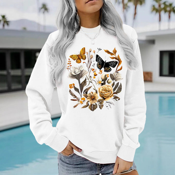 Kvinnelig sweatshirt med blomstertrykk og avslappet passform Skjora