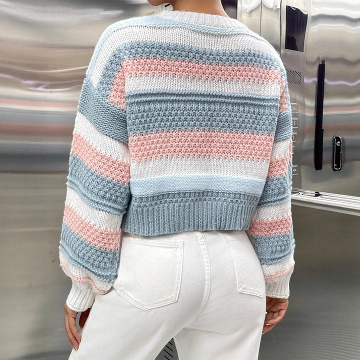 Damer trendy genser med unik stripe struktur og avslappet snitt Skjora