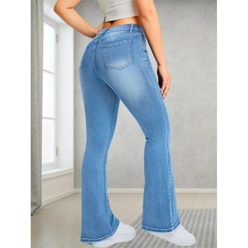 Dame Bootcut Jeans med høy midje og moderne vask Skjora