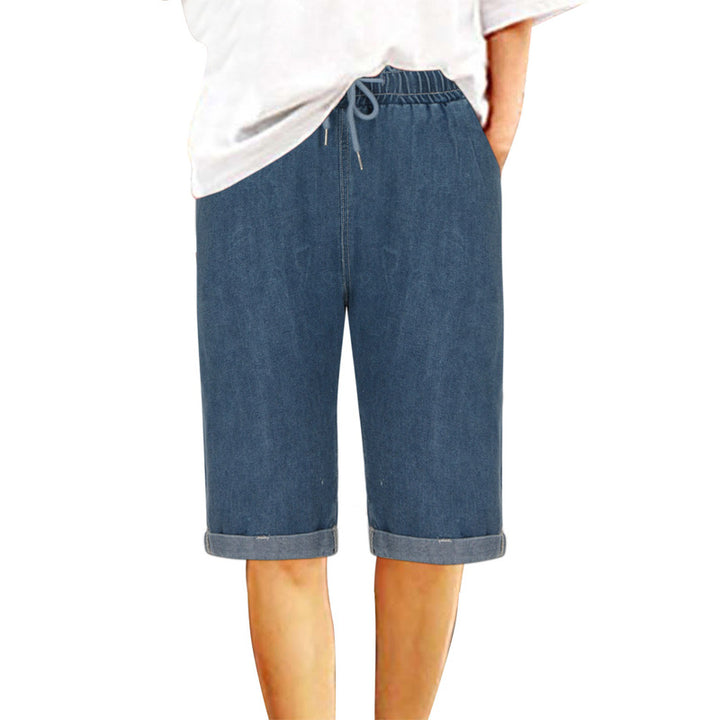 Women's Denim Shorts with Elastic Waist and Relaxed Fit Skjora
