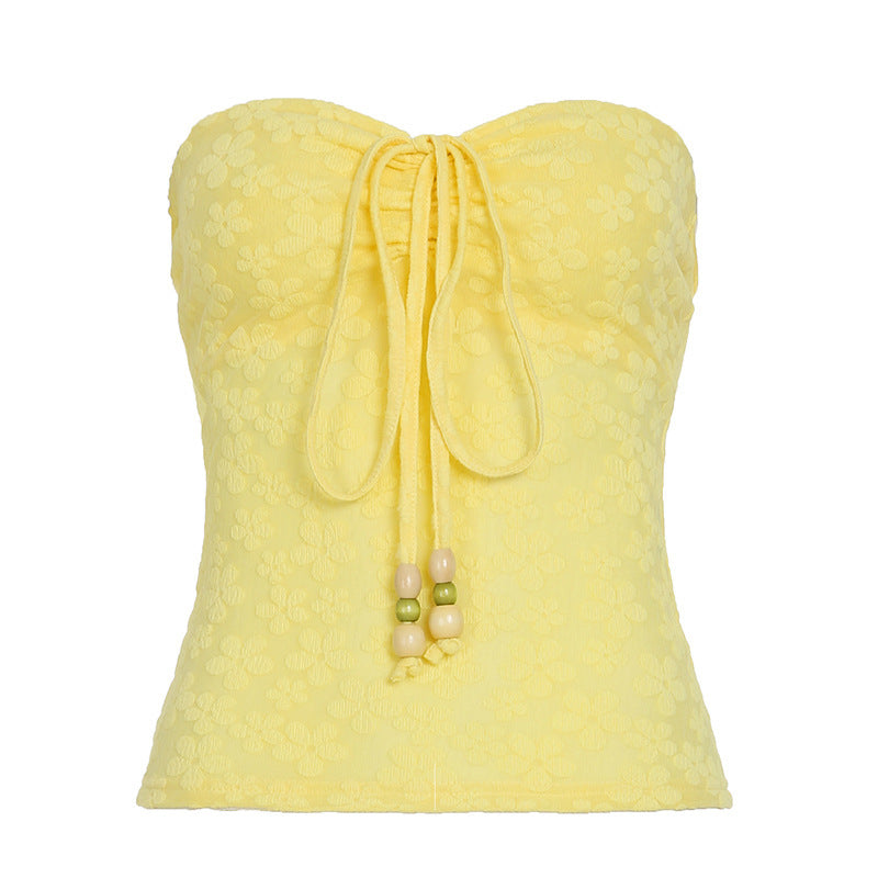 Dame Bandeau-overdel med blomstermotiv og flettet detalj Skjora