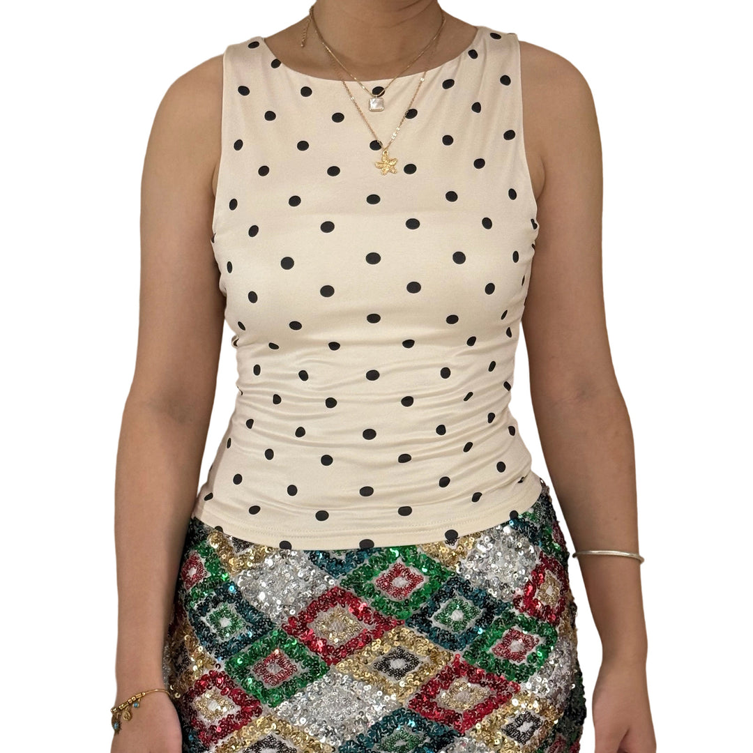 Dame Polka-Dots Tanktop med figurnær passform Skjora