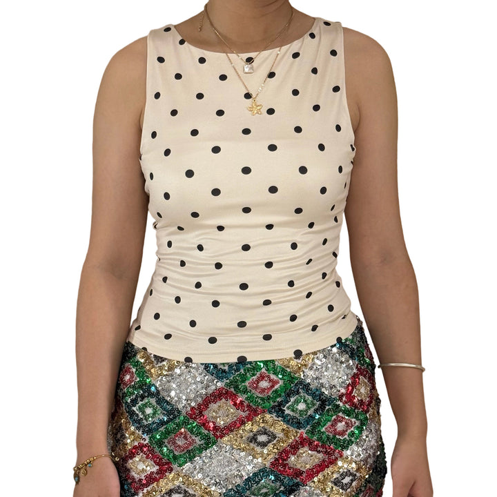 Dame Polka-Dots Tanktop med figurnær passform Skjora