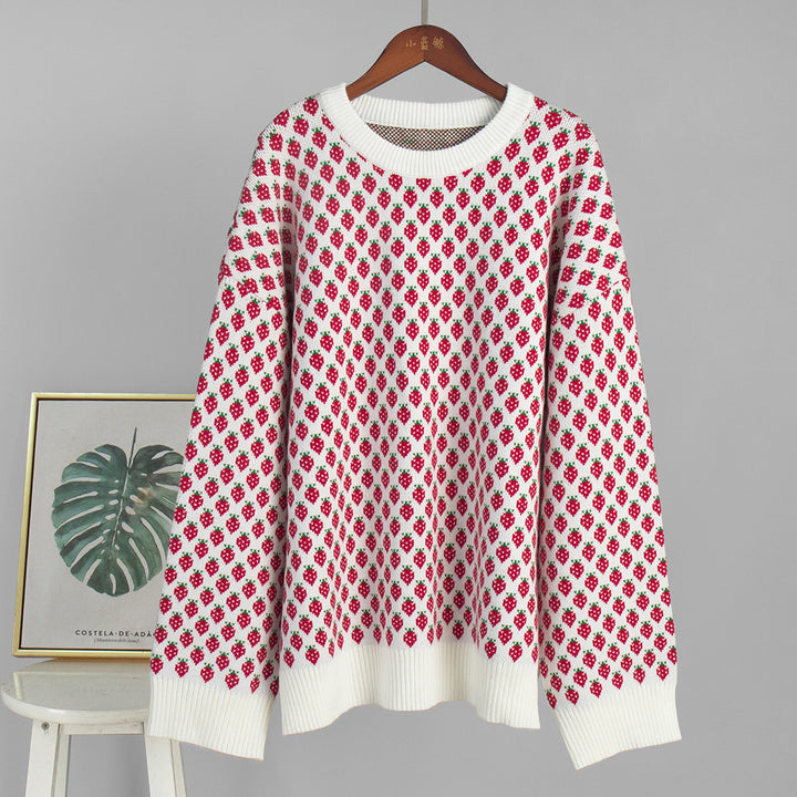Oversized genser for kvinner med blomstermotiv Skjora