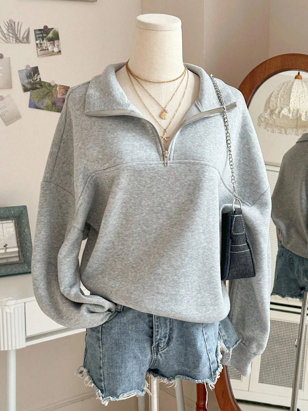 Dame Sweatshirt med høy krage Skjora