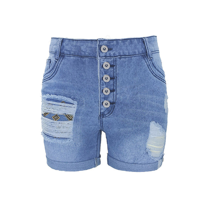 Dame moteriktige destroyed Jeansshorts Skjora