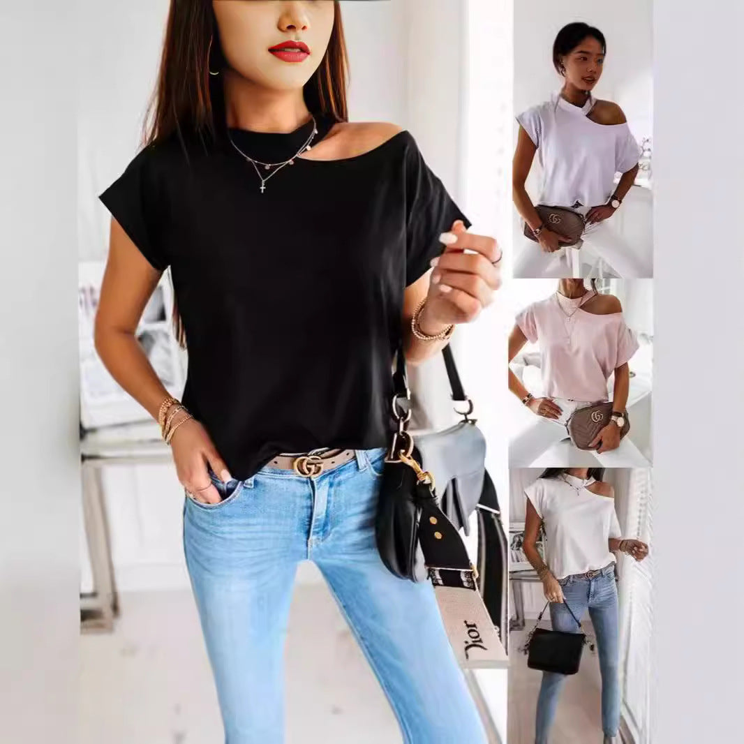 Dame Off-Shoulder T-skjorte med moderne snitt og behagelige ermer Skjora