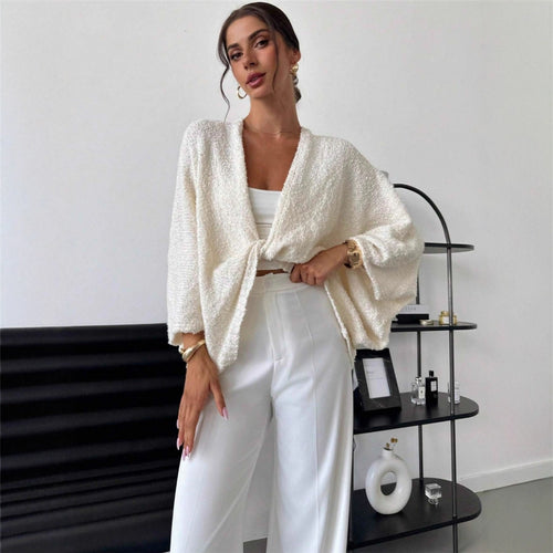 Dame Kimono Jakke med Bred Cut og Uformell Eleganse Skjora