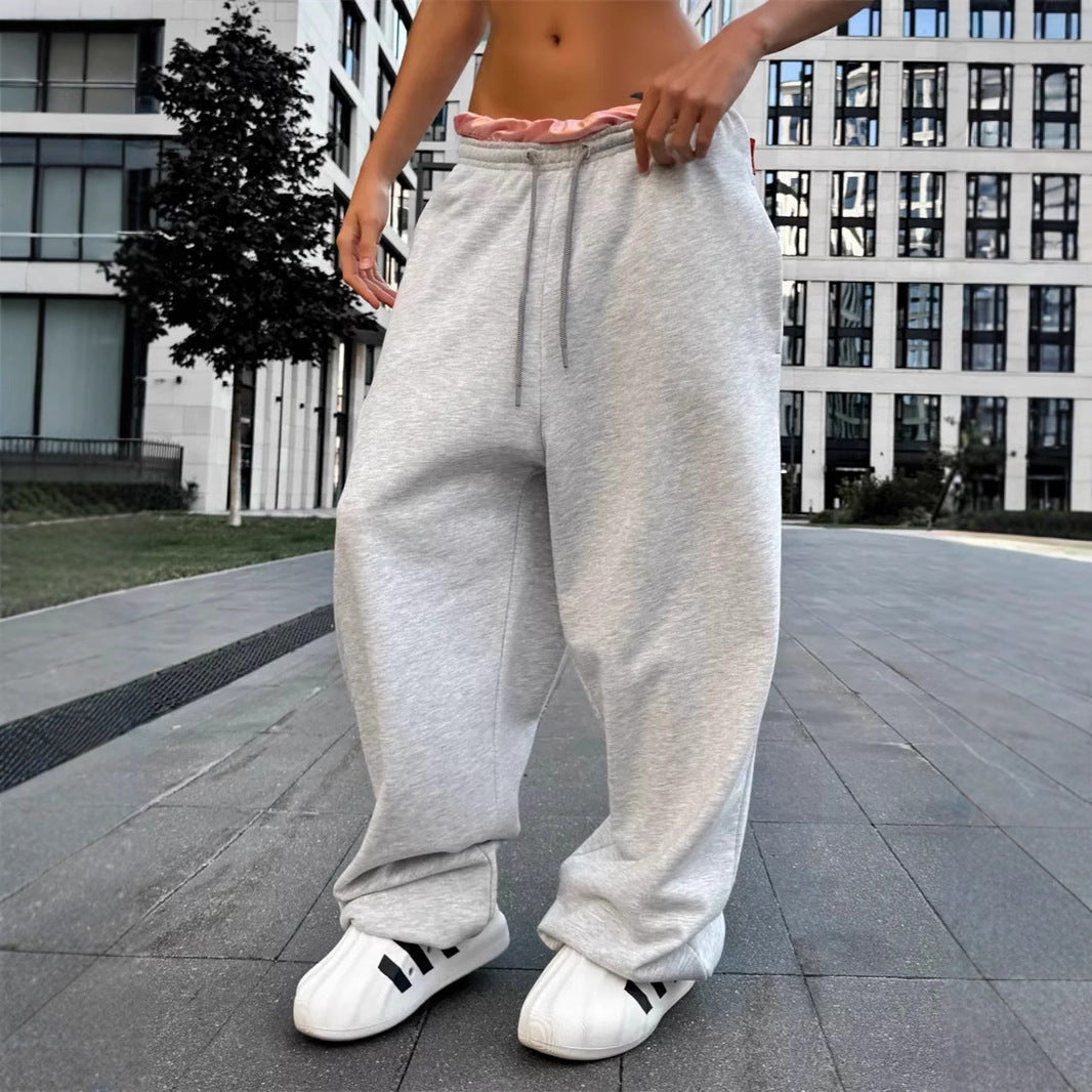 Kvinne casual joggebukser med høy midje og praktiske lommer