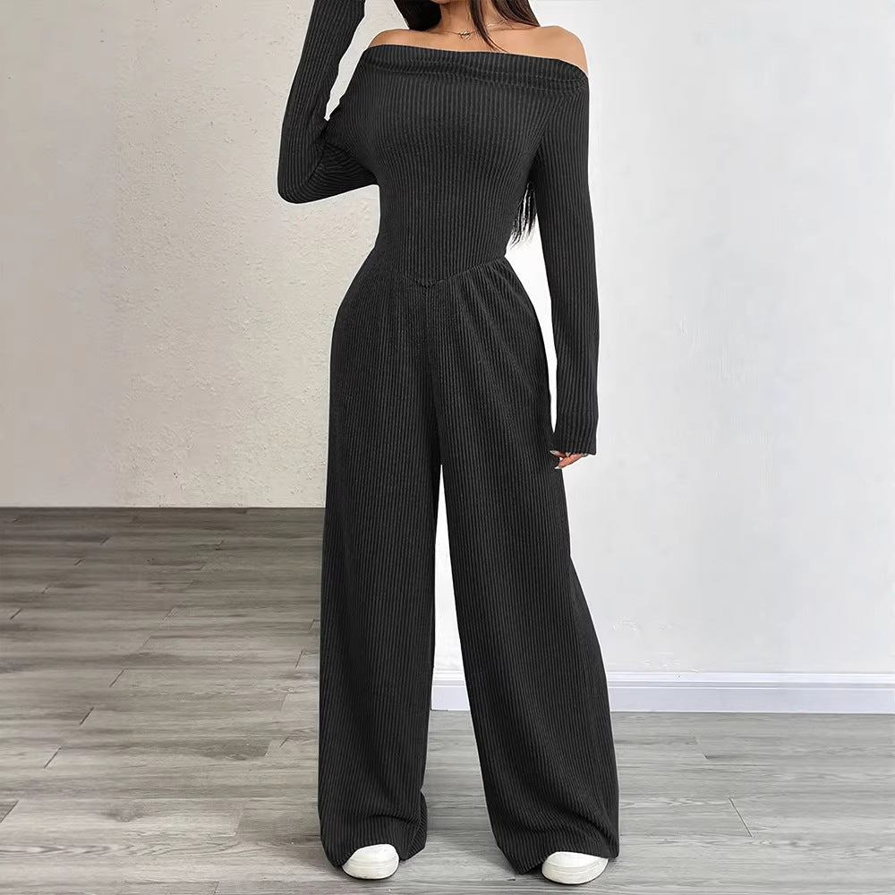 Damer Elegant Jumpsuit med Off-Shoulder Design og vide ben Skjora
