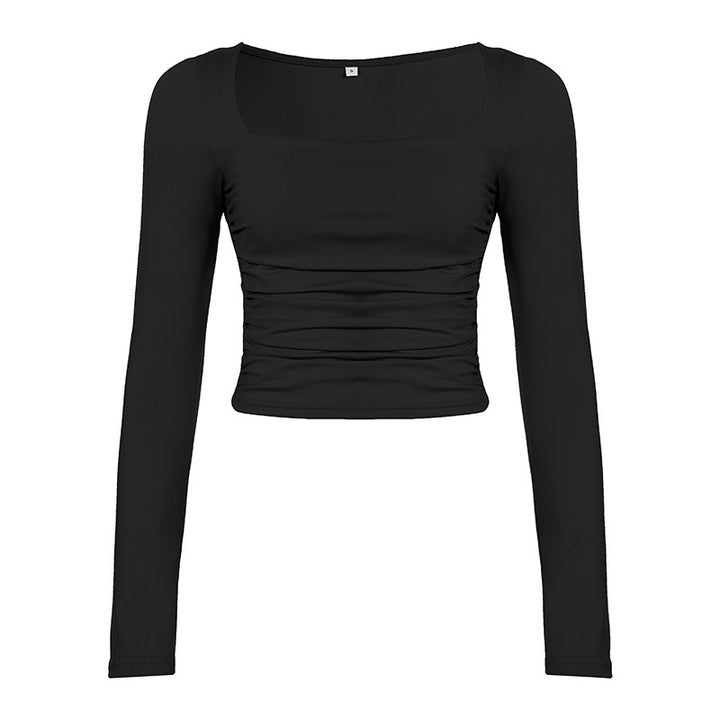 Damer figurnærende longsleeve med rynker Skjora