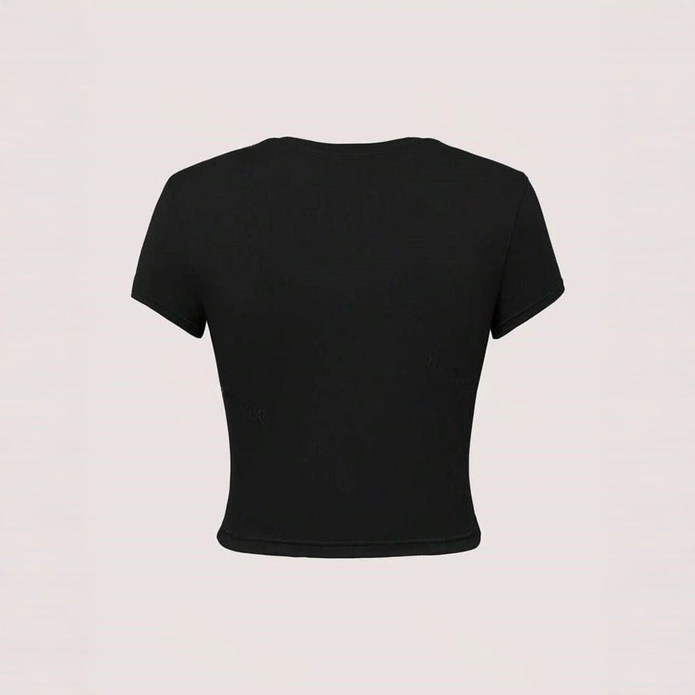 Women's Relaxed Cropped T-Shirt with Creative Graphic Design Skjora