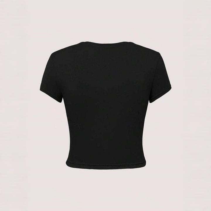 Women's Relaxed Cropped T-Shirt with Creative Graphic Design Skjora