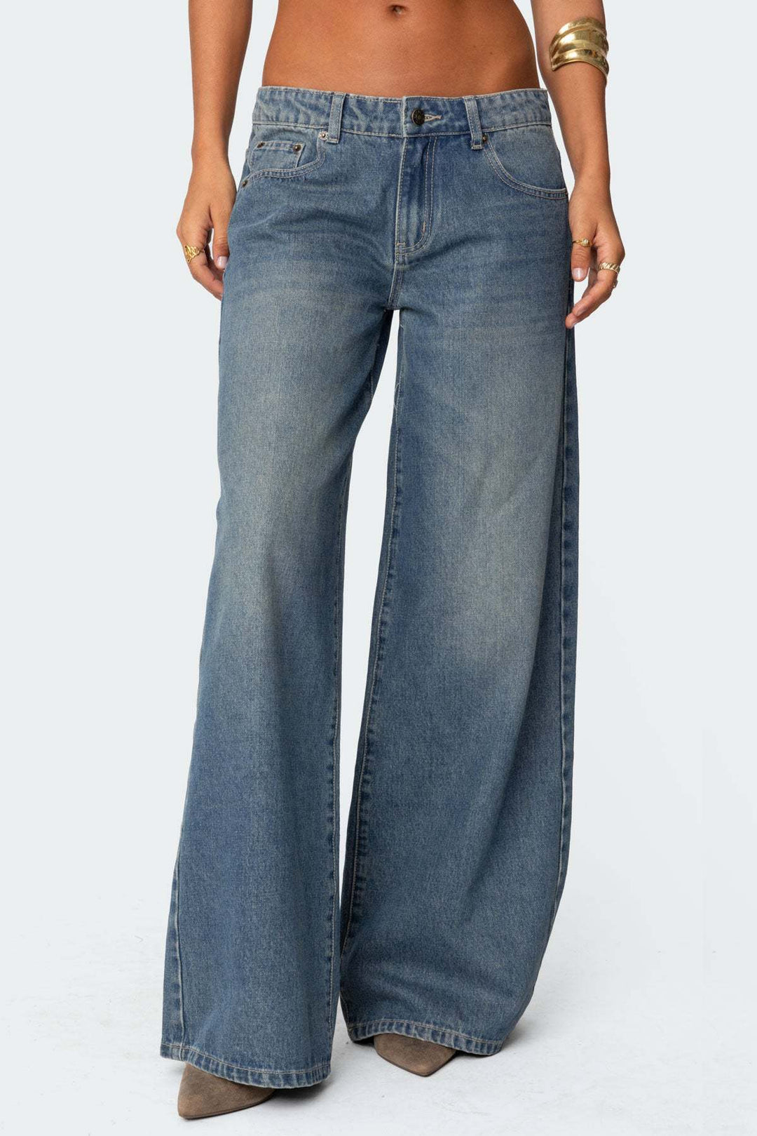 Dame casual flare jeans med bred ben Skjora