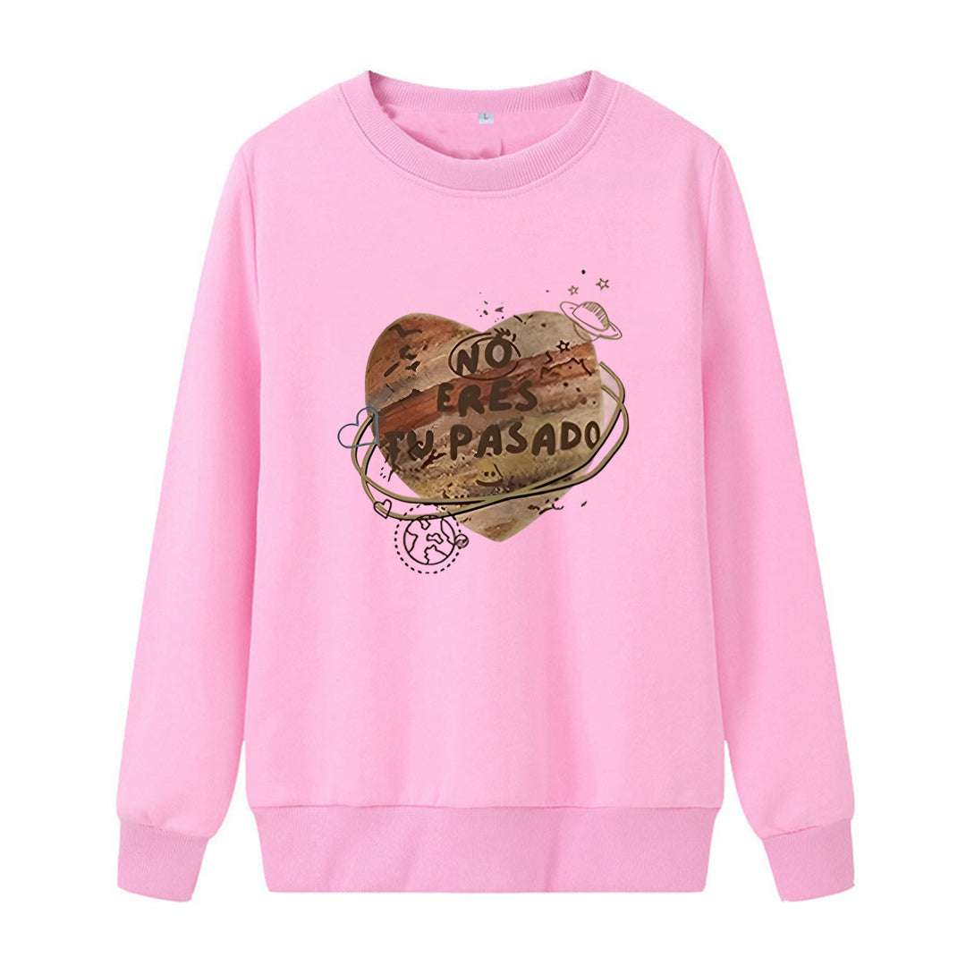 Dame avslappet sweatshirt med kreativt hjerte-motiv Skjora
