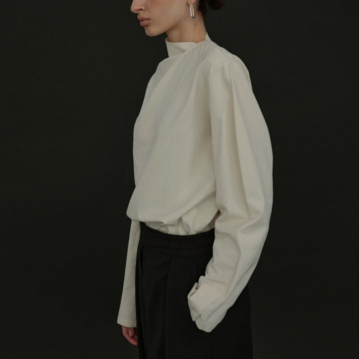 Damer Elegante topp med asymmetrisk krage og lange ermer Skjora