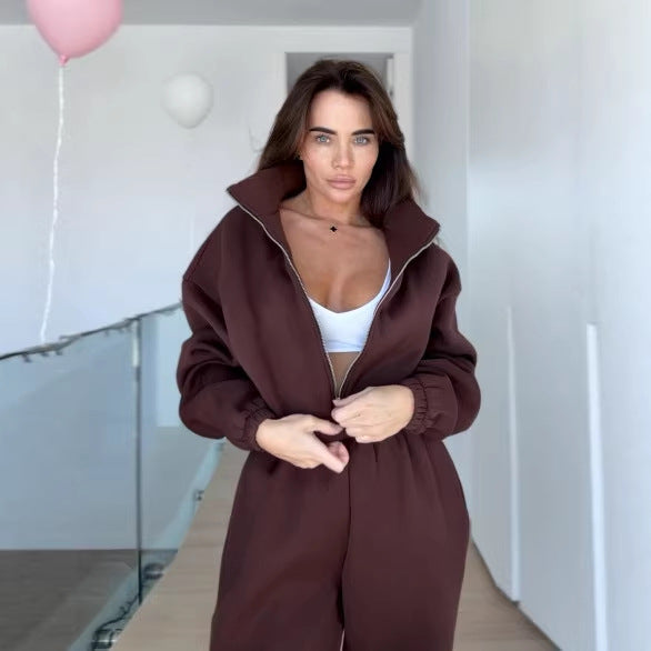 Damer casual joggedrakt med oversized hettegenser og elastiske bukser