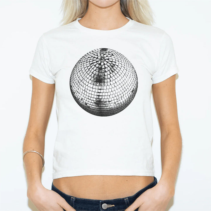 Dame avslappet cropped T-skjorte med fruktmotiv Skjora