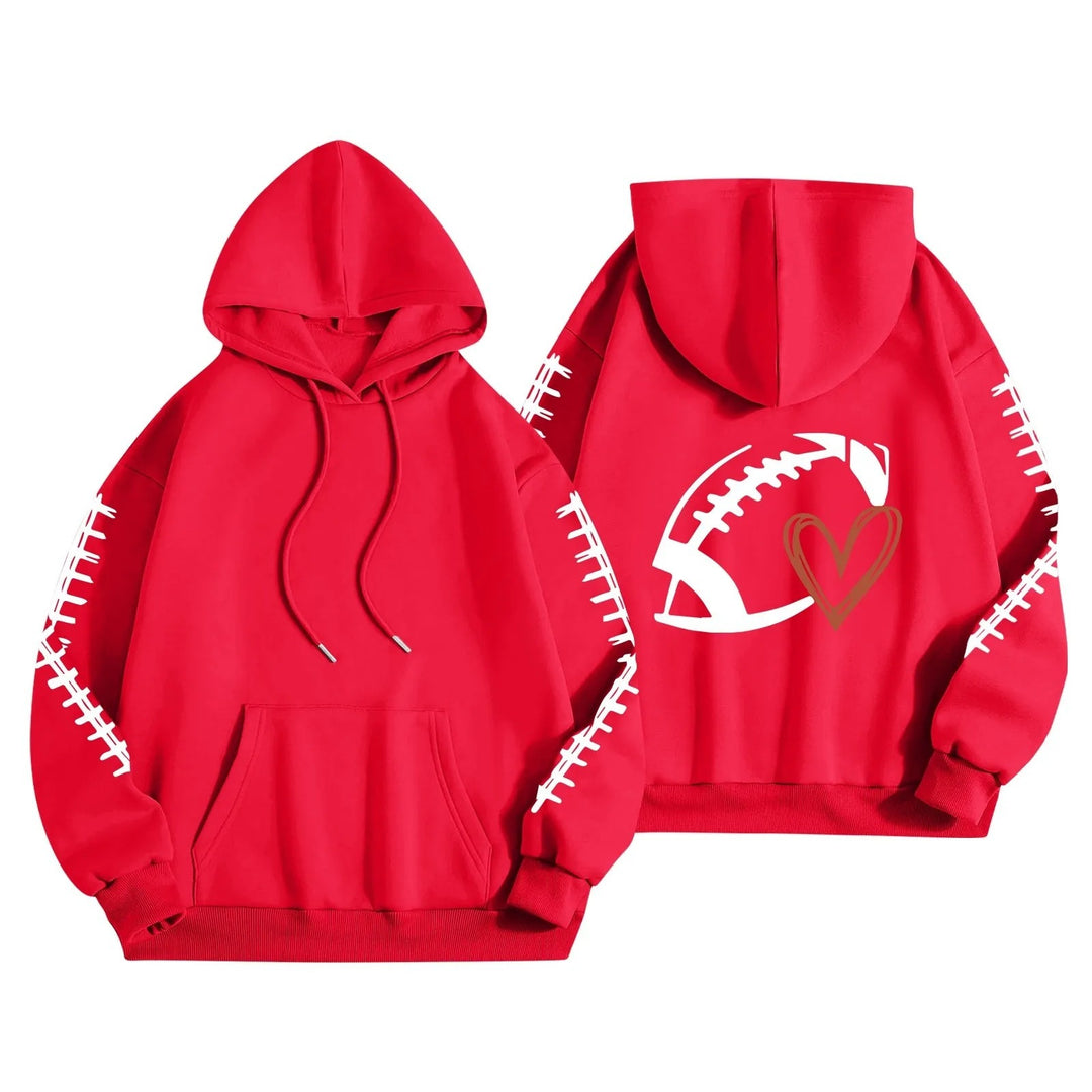 Damehoodie med kreativ fotballmotiv og avslappet passform Skjora