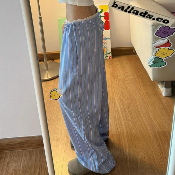 Dame løs pyjamasbukser med elegante striper Skjora