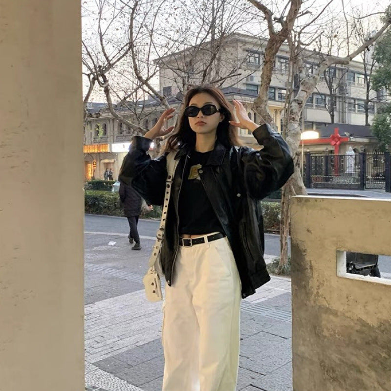 Dame skinnjakke i oversized stil med fashionable detaljer Skjora
