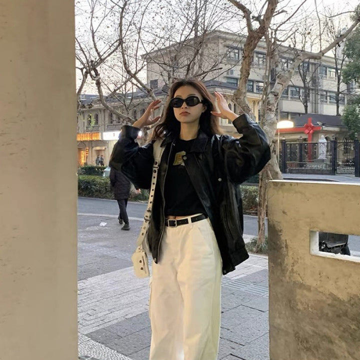 Dame skinnjakke i oversized stil med fashionable detaljer Skjora