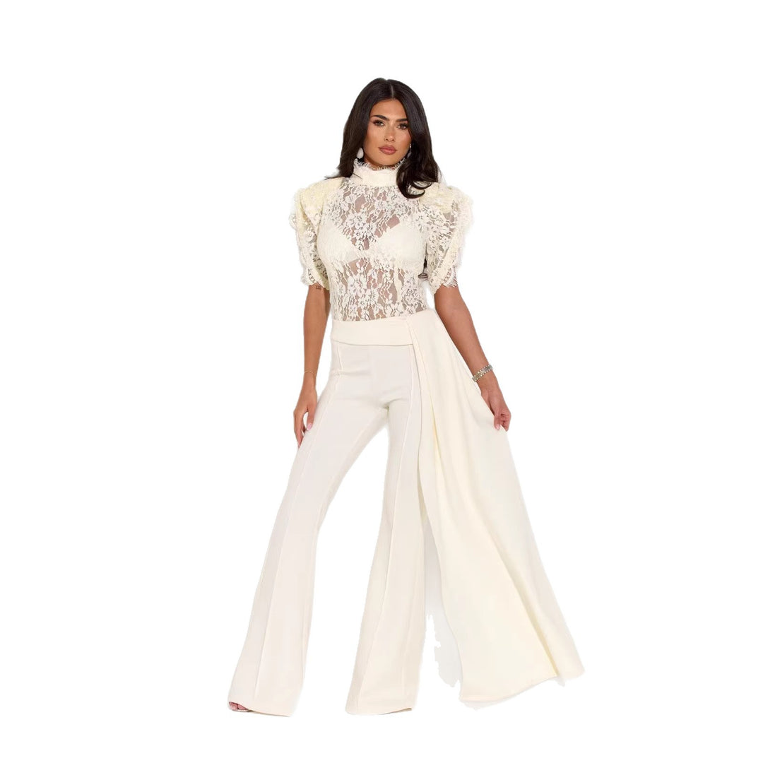 Dame Elegant Flared-Bukser med sidelangs Draperingseffekt Skjora