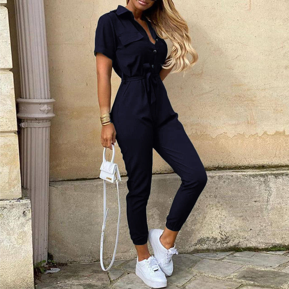 Dame elegant jumpsuit med innsvingt snitt og praktiske lommer Skjora