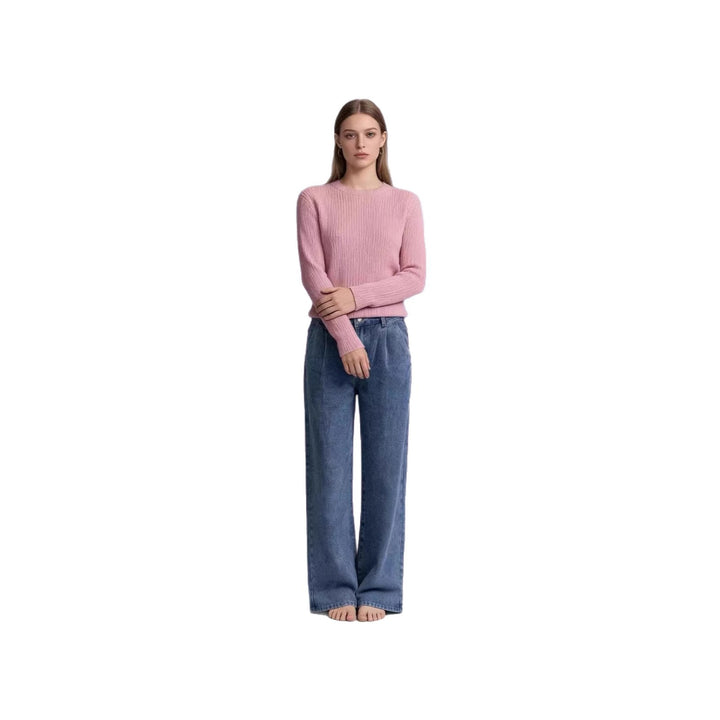 Damer høy midje vide jeans i avslappet stil med elegant foldering Skjora