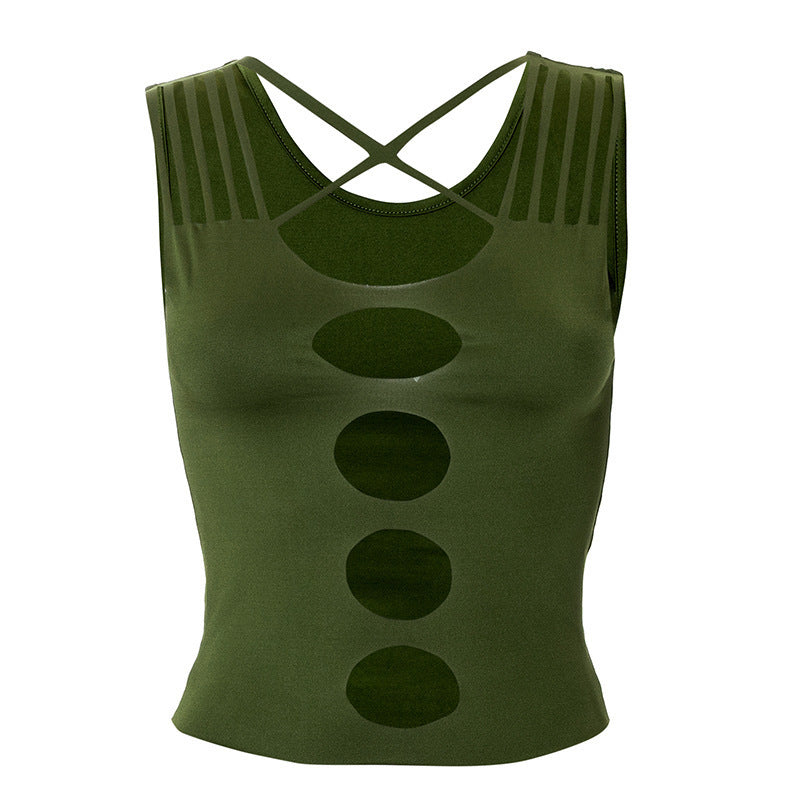 Dame Crop-Top med kreative cut-out-detaljer og moteriktige stropper Skjora
