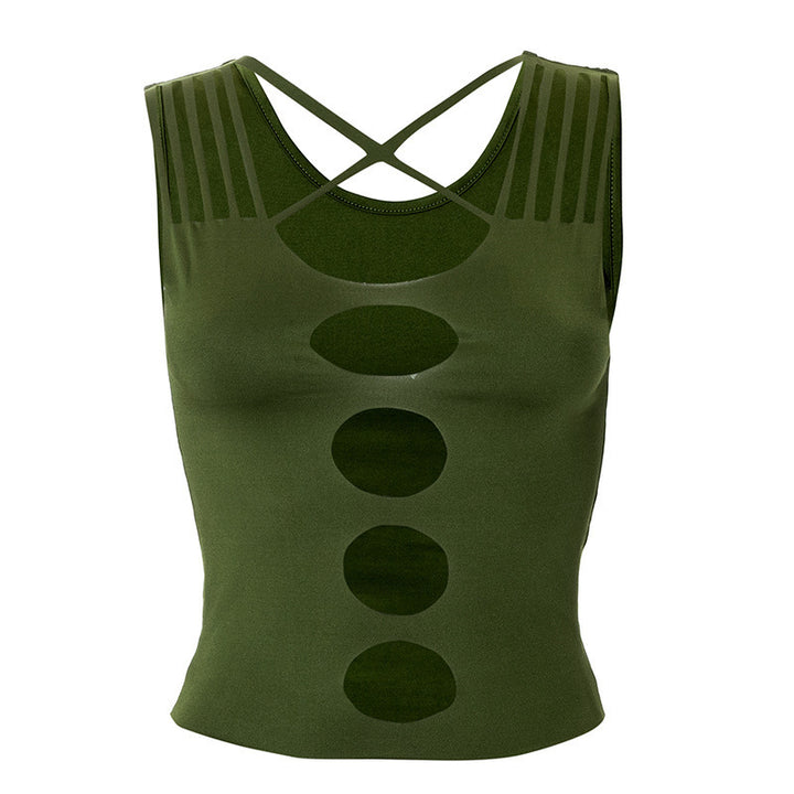 Dame Crop-Top med kreative cut-out-detaljer og moteriktige stropper Skjora