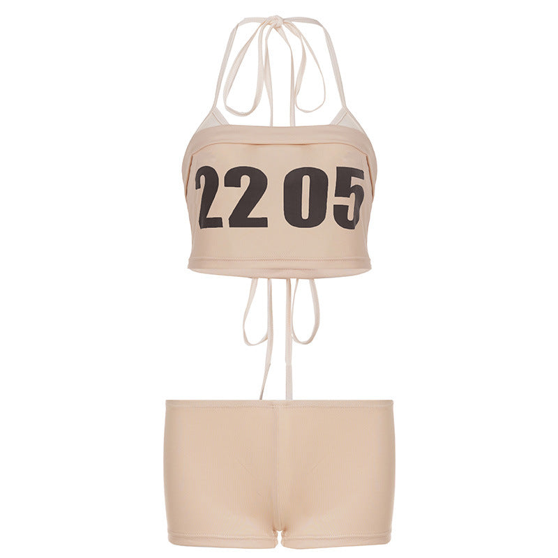 Damer Sporty Bikini-set med stilig Crop-top og komfortable Shorts Skjora