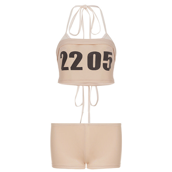 Damer Sporty Bikini-set med stilig Crop-top og komfortable Shorts Skjora