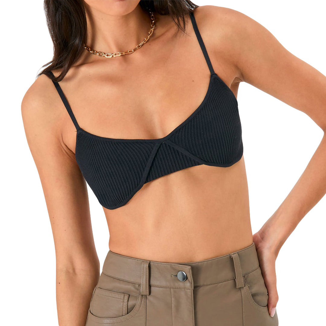 Dame Crop-Top med ribbestruktur og justerbare spaghetti-stropper Skjora